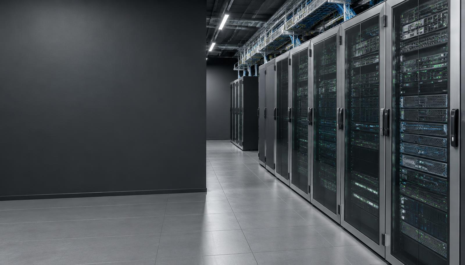Server racks inside a modern data centre